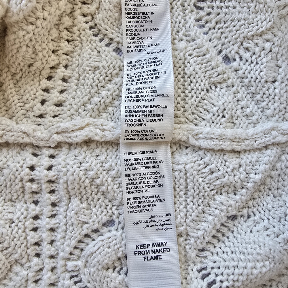 Fat Face Annabelle Cream Patchwork Cotton Crochet Open Cardigan Sweater Size 14 - Picture 8 of 8
